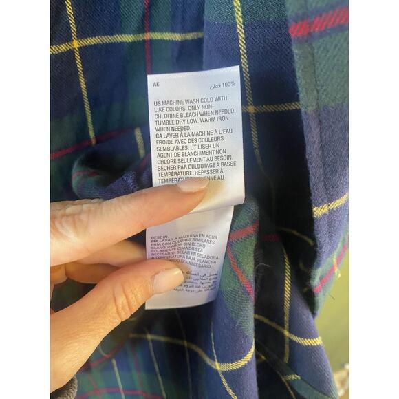 Club Room Shirt Mens Size Medium Long Sleeve Flannel NEW Blue Green Plaid Tartan - Picture 10 of 13